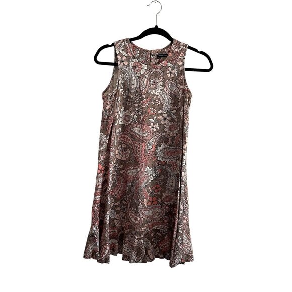 Tommy Hilfiger Women 4P Paisley Linen Blend Sleeveless Ruffle Hem Shift Dress - Picture 3 of 12